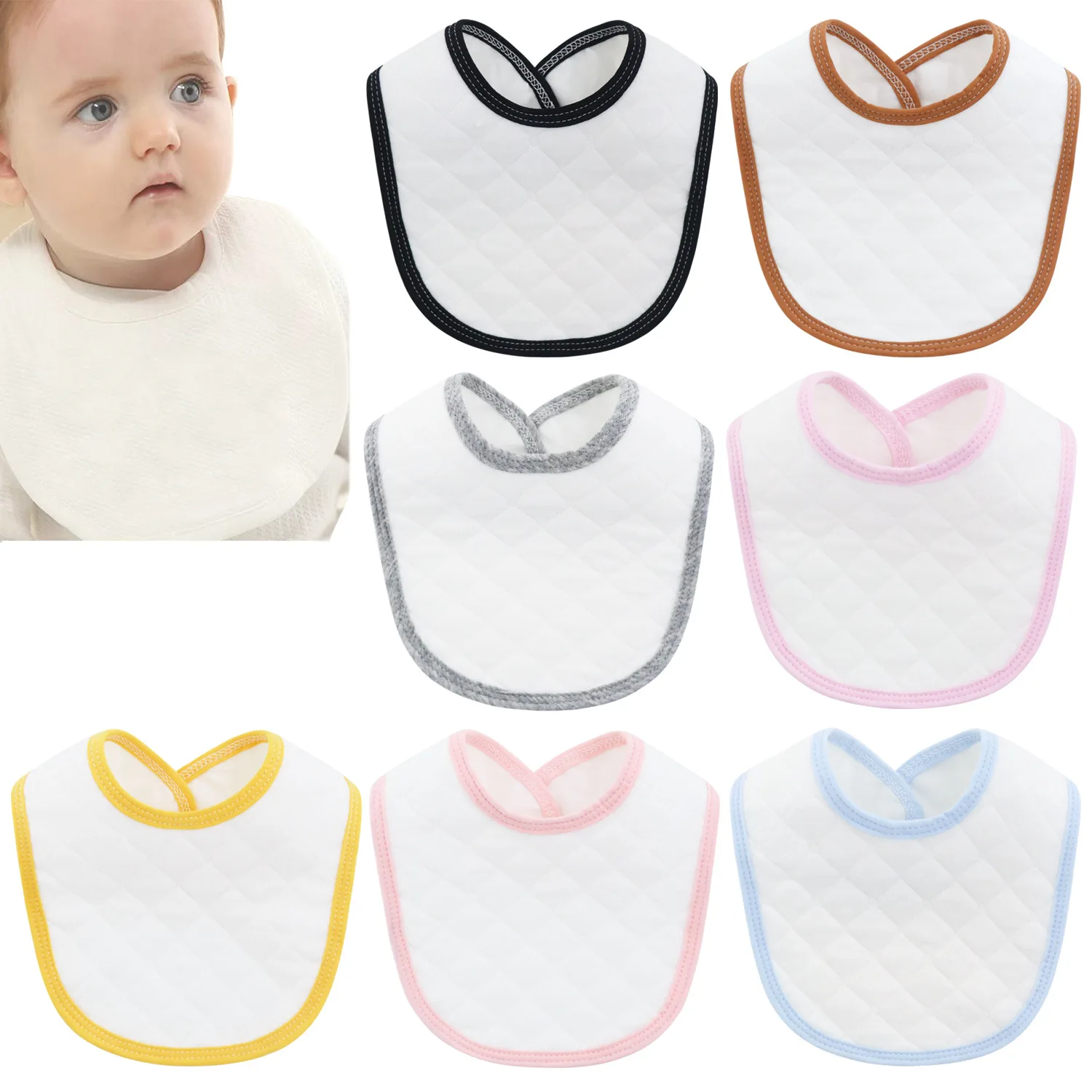 

Детские нагрудники из чистого хлопка, однотонные нагрудники для новорожденных, водонепроницаемые снастированной пряжкой, слюнявное полотенце, высококачественные принадлежности для кормления детей