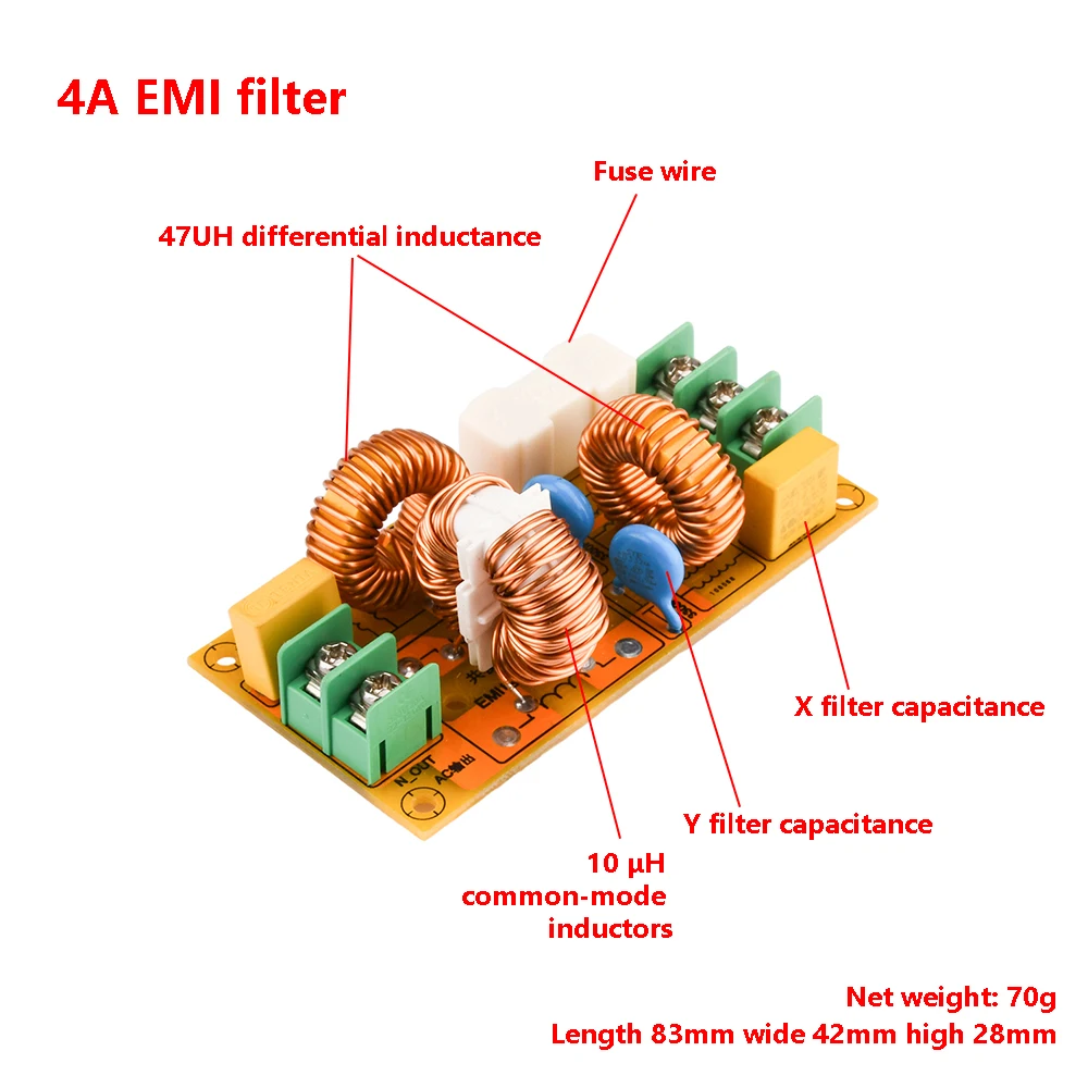 AC110-220V 2A 4A 10A 20A zasilacz filtr EMI wysokiej częstotliwości płytka filtrująca eliminuje zakłócenia elektromagnetyczne dla AMP