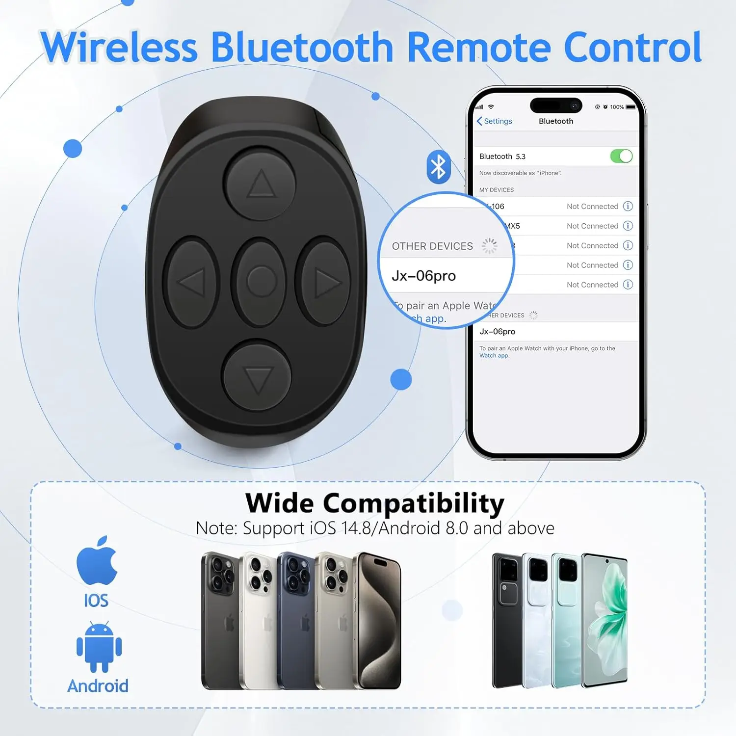 Remote Control for TikTok, Page Turner for iPad iPhone, Bluetooth Camera Video Recording Remote, Scrolling Ring for TikTok