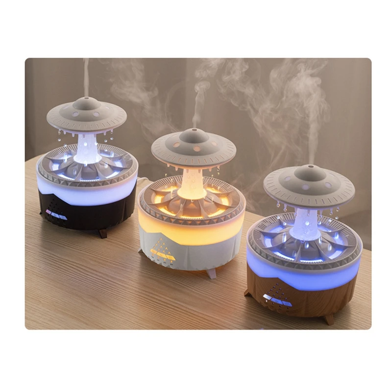 

Rain Cloud Night Light Humidifier With Raining Water Drop Sound And 7 Color LED Light Essential Oil Diffuser, C Easy To Use