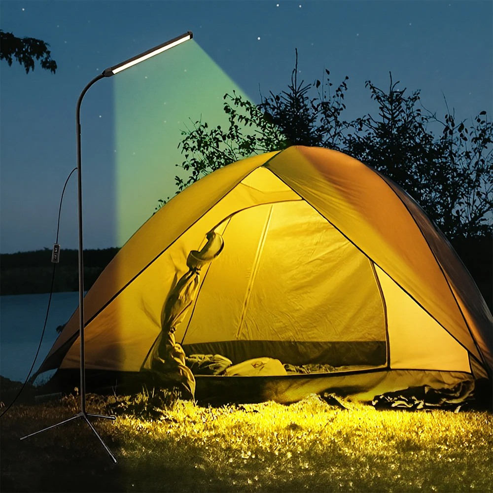 

LED Floor Lamp for Outdoor/Indoor with Adjustable Color Temps, Dimmable Standing Work Light for Living Room Office Camping Patio