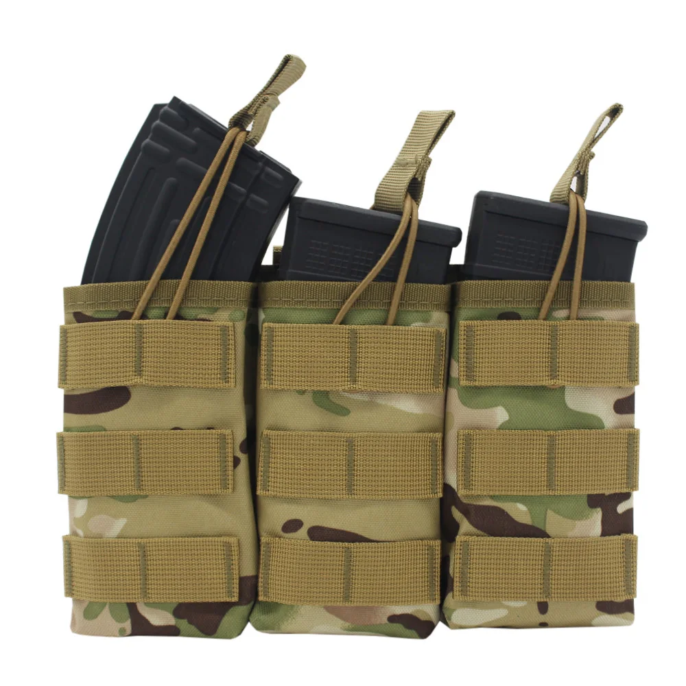 

Airsoft Rifle Triple Magazine Pouch Tactical 5.56 Molle Mag Pouch Open Top For M4 M16 AK Rifle