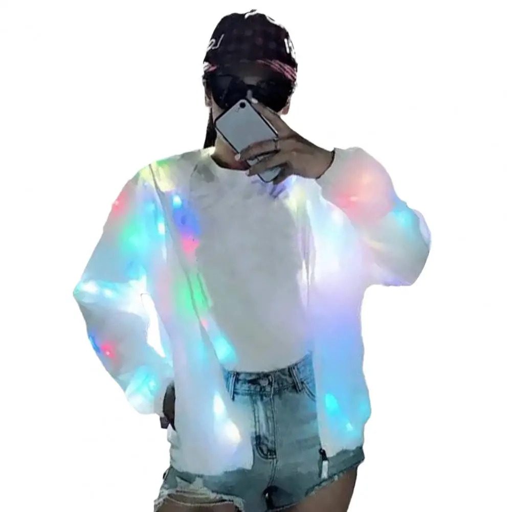 Glow Jacket Hooded Light-up Jacket Led Light Emitting Hooded Jacket for Fall Winter Glow Colorful Long Sleeve Coat with for Club