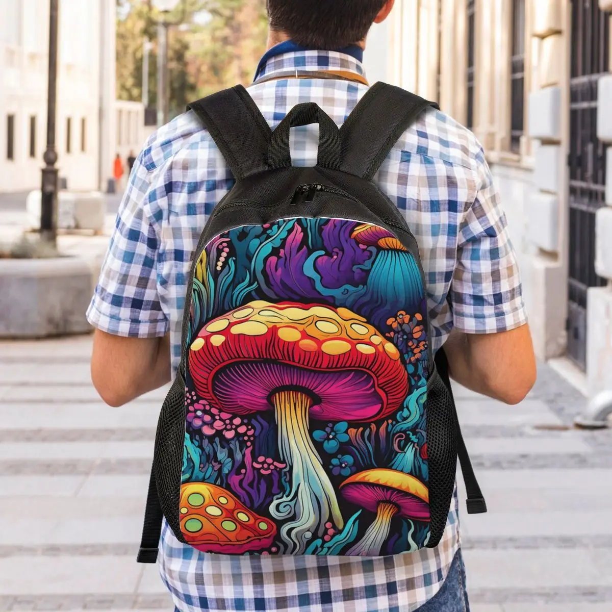 Acid Trippy Weird Psychedelic Mushroom Backpack Student Boys Girls BookBag School Bag Computer Shoulder Bags
