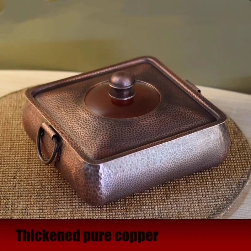 

26cm/30cm high quality Handmade gas/induction cooker square shaped copper soup pot hot pot