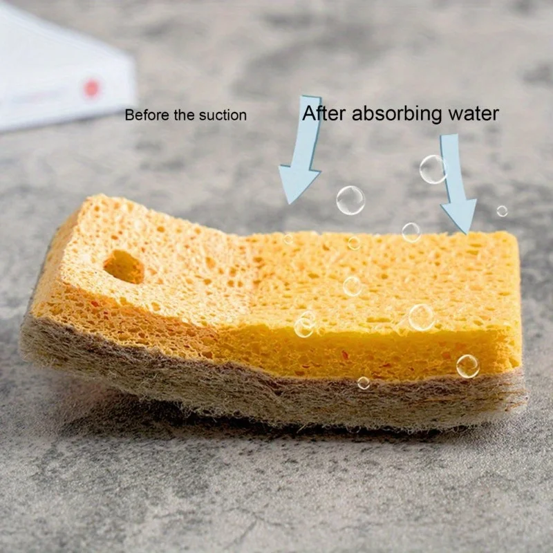 5 Pcs Dishwashing Pad Cleaning Sponge Reusable Safe Cotton Pulp Tools Gadgets Kitchen Accessories