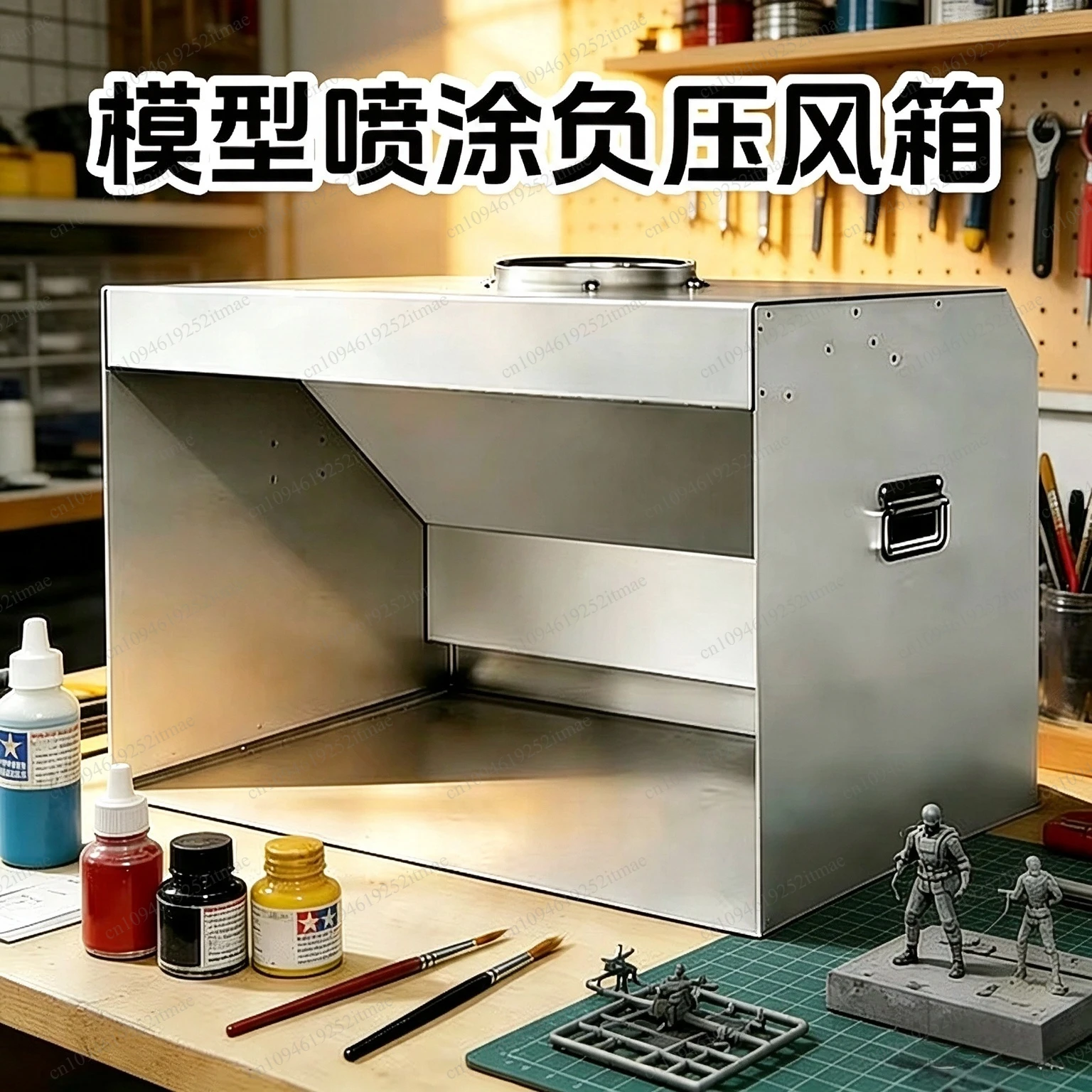 Gundam Model Airbrush Spray Booth, Negative Pressure Strong Suction Painting Box with Exhaust Hose