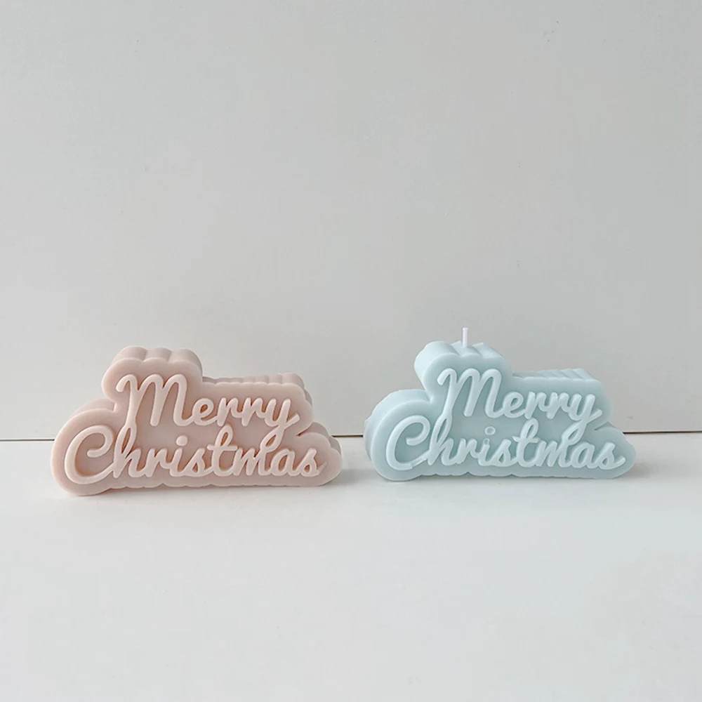 Merry Christmas English Alphabet Aromatherapy Candle Baking Cake Silicone Mold Scented Making Tools 3D DIY Handmade Fragrance