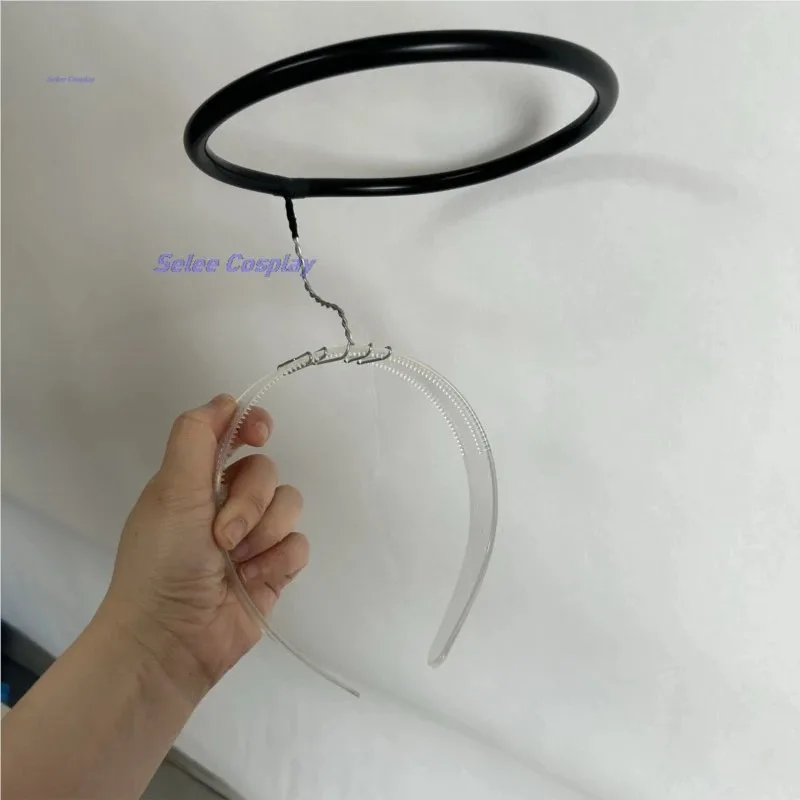 Hazbin Lute peluca Ángel Cosplay pelo blanco Hotel Anime Cosplay Halloween Carnaval fiesta de lujo Color plata Anime Cosplay Prop