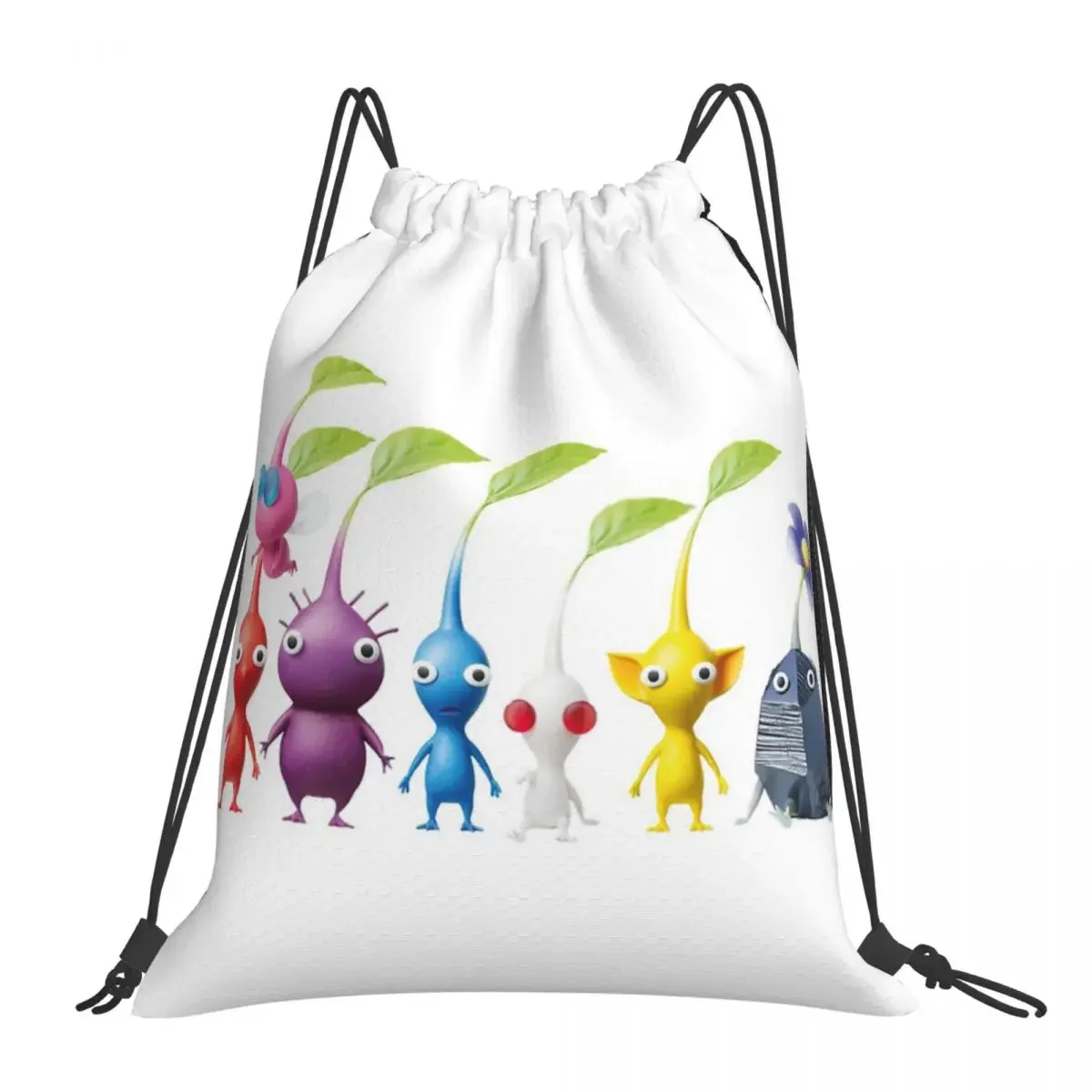 Pikmin Backpacks Fashion Portable Drawstring Bags Drawstring Bundle Pocket Shoes Bag BookBag For Travel Students