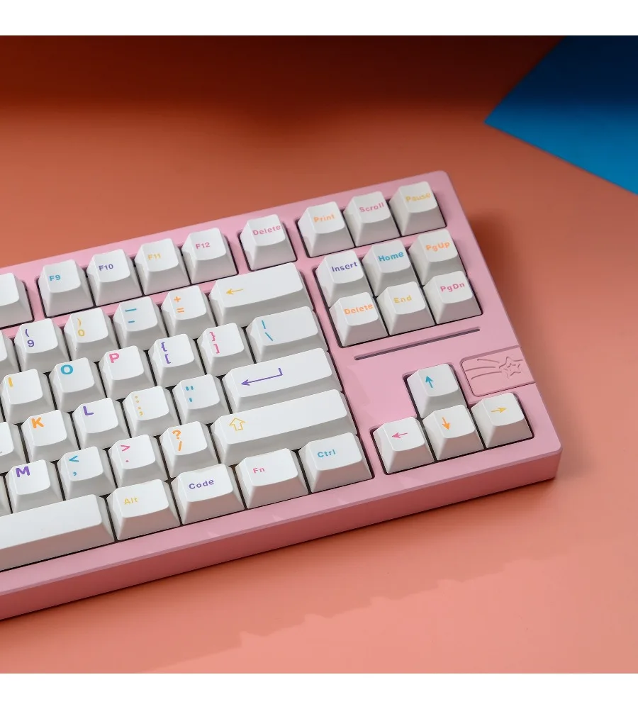 Keycap personalized two-color original height 121 key ABS multicolored white series keycap white pink