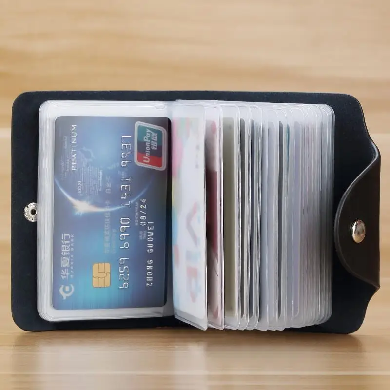 Leather Card Holder Men's Large Capacity Multi-Card Position High Precision Small Card Case Women's Business Card Clip Ultra-...