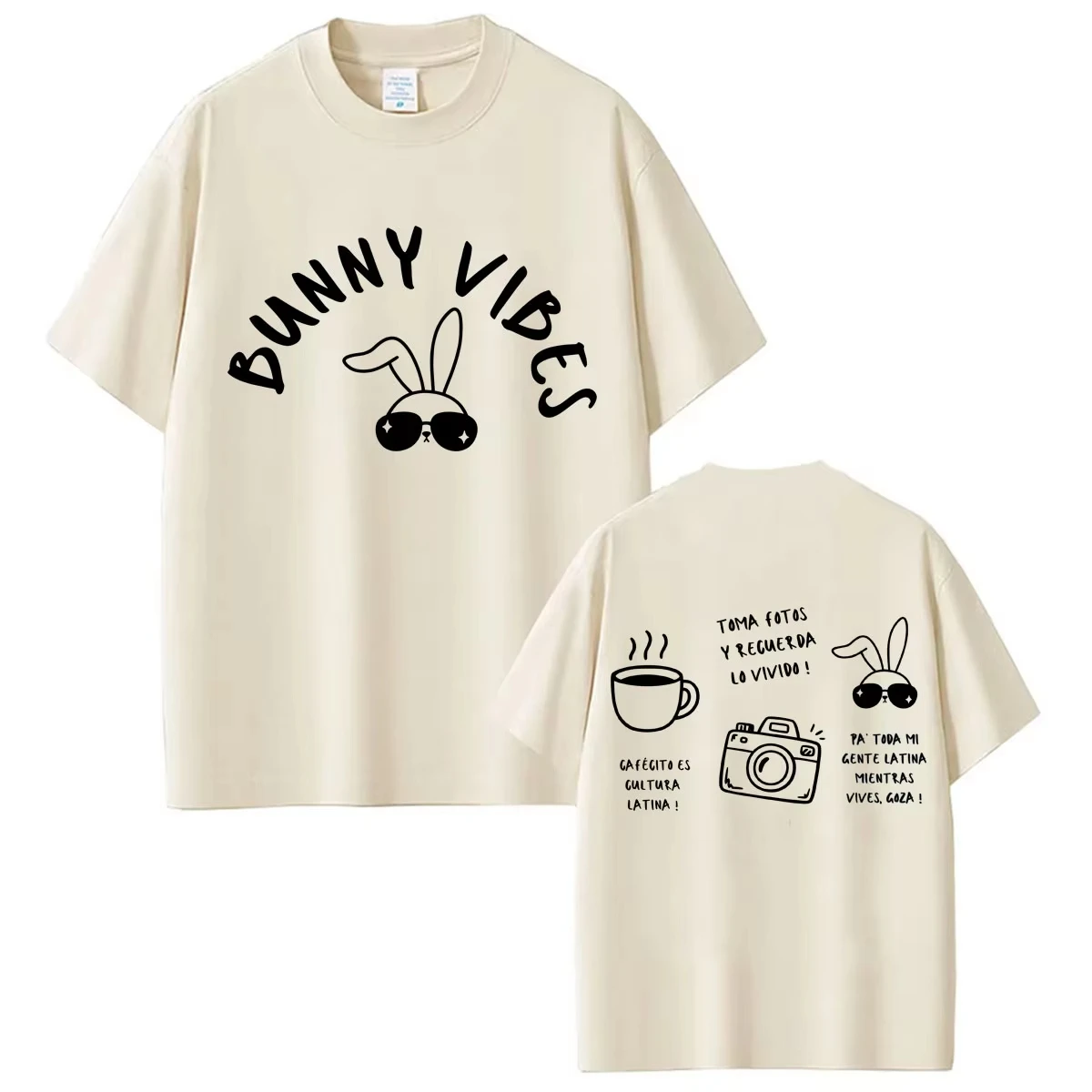 2026 Hot Sale Rapper Bad Bunny Pop Music Bunny Vibes T-shirt Y2K Men Women Fashion Short Sleeve Casual Oversized Hip Hop T-shirt