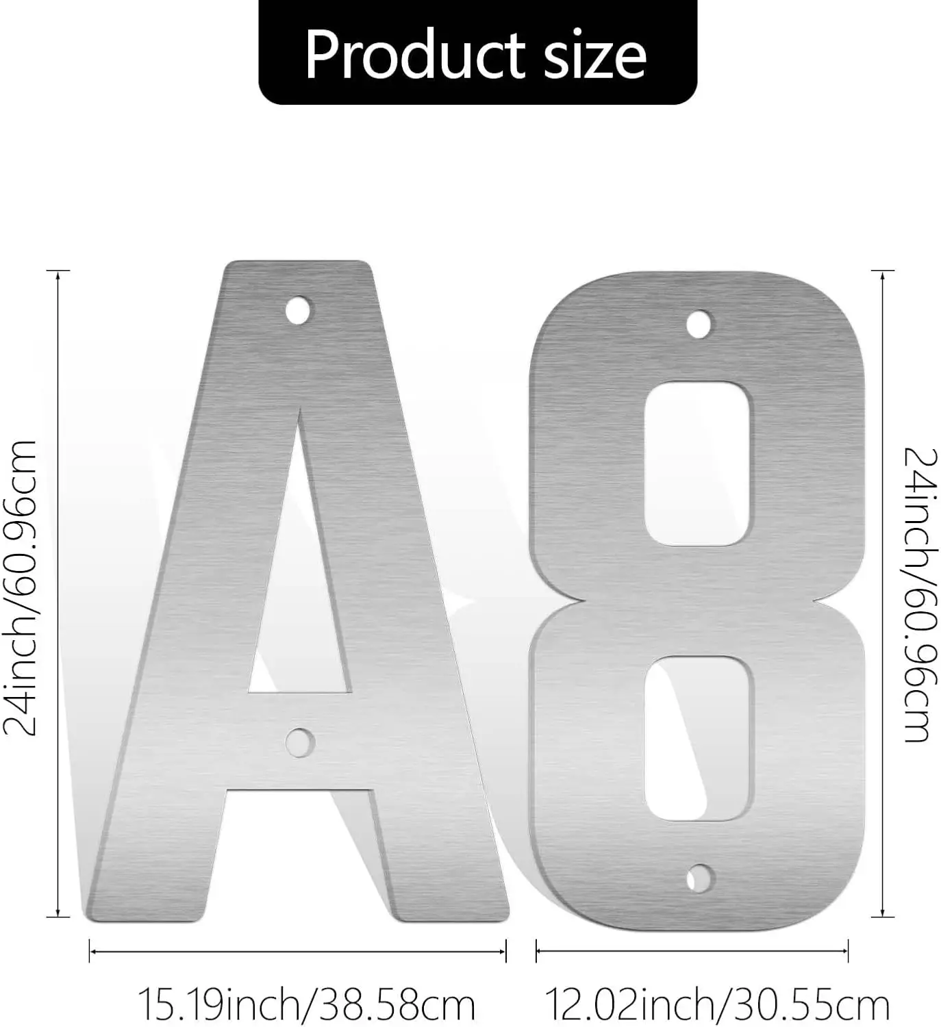 Steel Metal Address Numbers Letters Silver House Hotel Office Modern Floating
