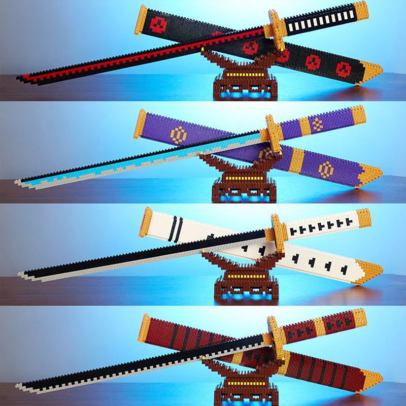

With Scabbard Katana One Piece Zoro Samurai Sword Building Blocks Cosplay Ninja Sword DIY Educational Assembly Fidget Toy Katana