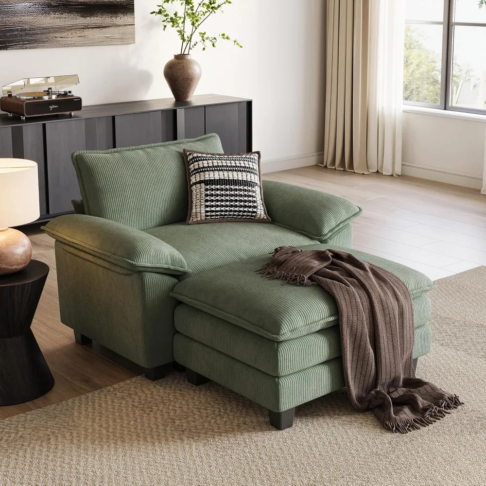 

Modular Sectional Sofa, with Movable Ottoman, Corduroy Cloud Couch Soft Comfy Modern Sofa Chaise Single Sleeper Chair