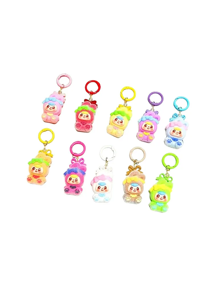 

Cartoon cute figurine Douba sitting posture bow keychain pendant for mobile phone hanger decoration accessory