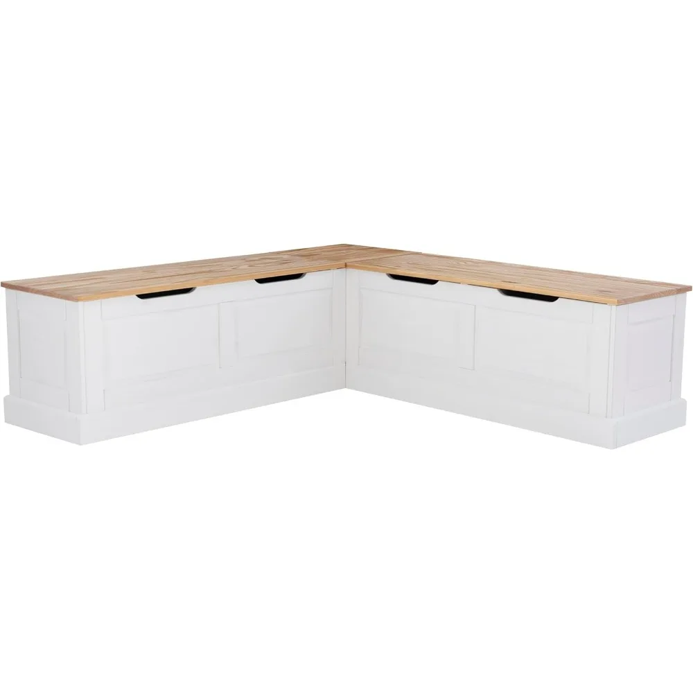 Harris Natural and White Two Tone Backless Corner Breakfast Nook - Nook Only, Table is NOT Included