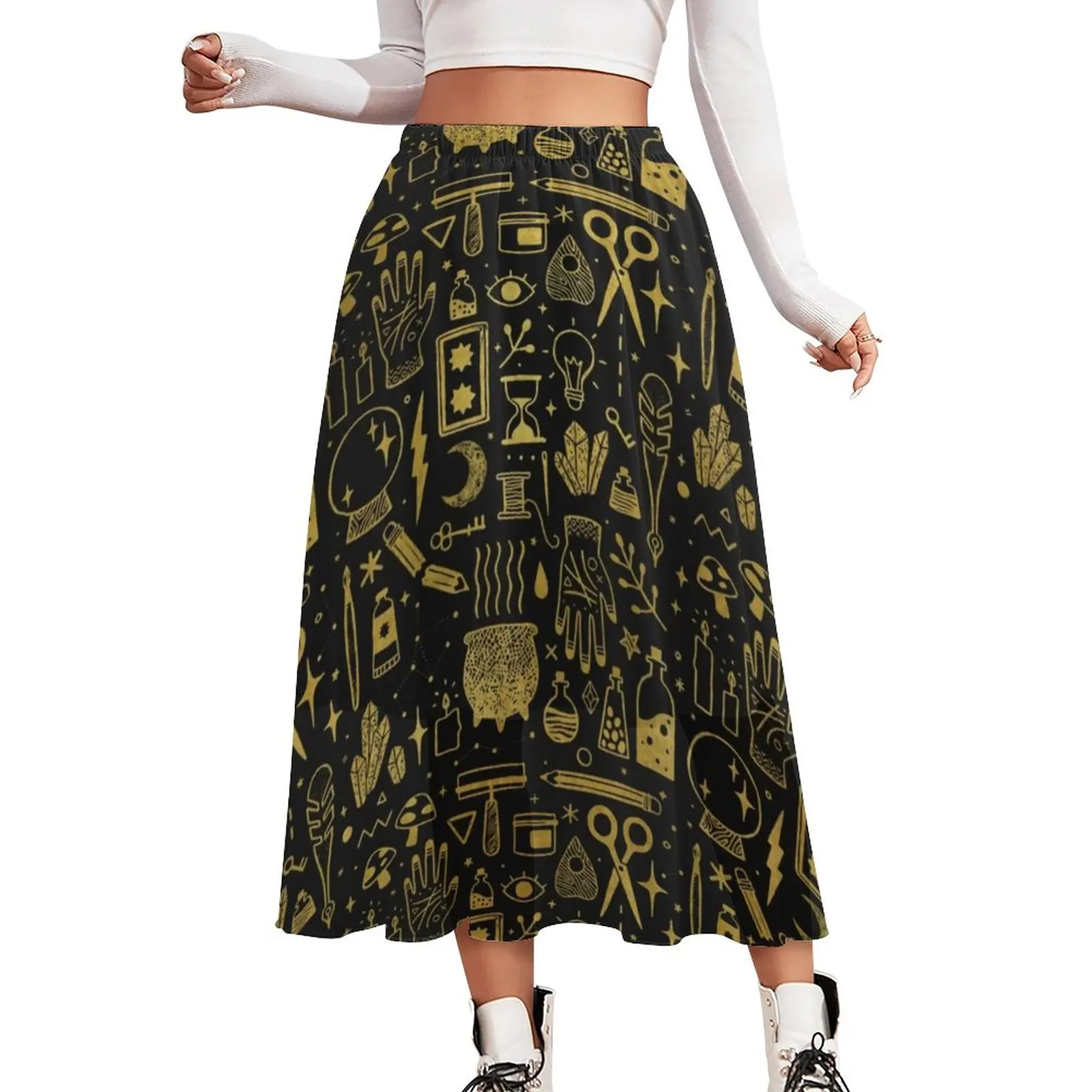 

Vintage Moon Skirt Make Magic Art Cute Boho Skirts Summer Harajuku A-line Skirt Women High Waist Chiffon Print Oversize Clothing