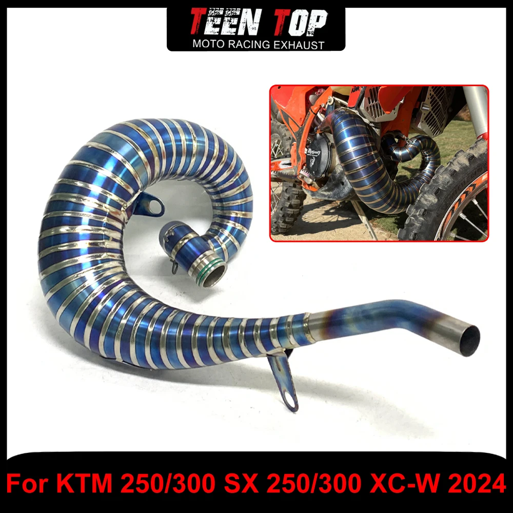 

2-тактный выхлопной локоть для внедорожного велосипеда для KTM 250 XC-W 300 XC-W 250SX 2024, выхлопной коллектор из титанового сплава для GASGAS EC250 EC300