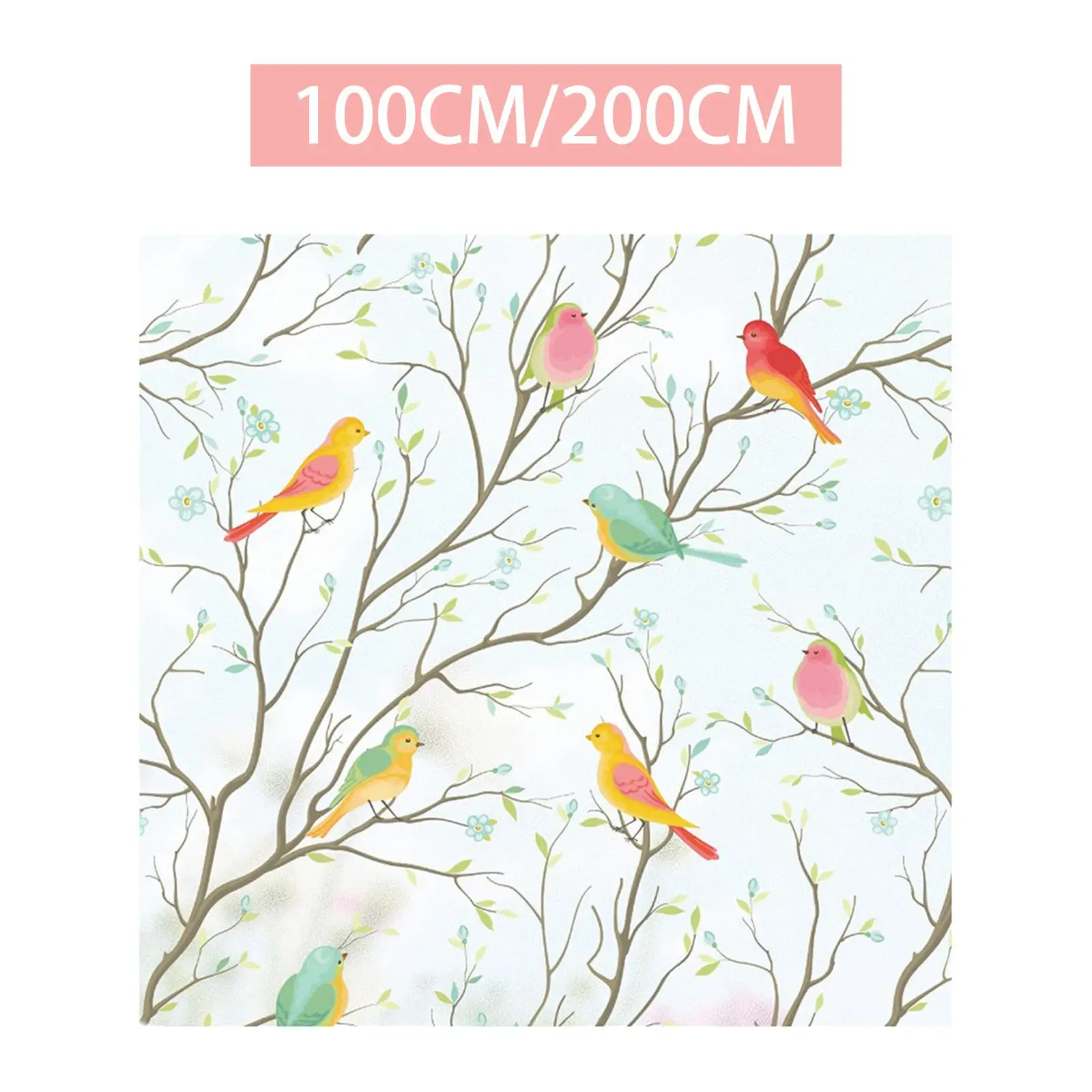Window Privacy Film Bird Colorful Window Decal No Glue Installation Static Cling for Dorm Apartment Cafe Bathroom Decorations