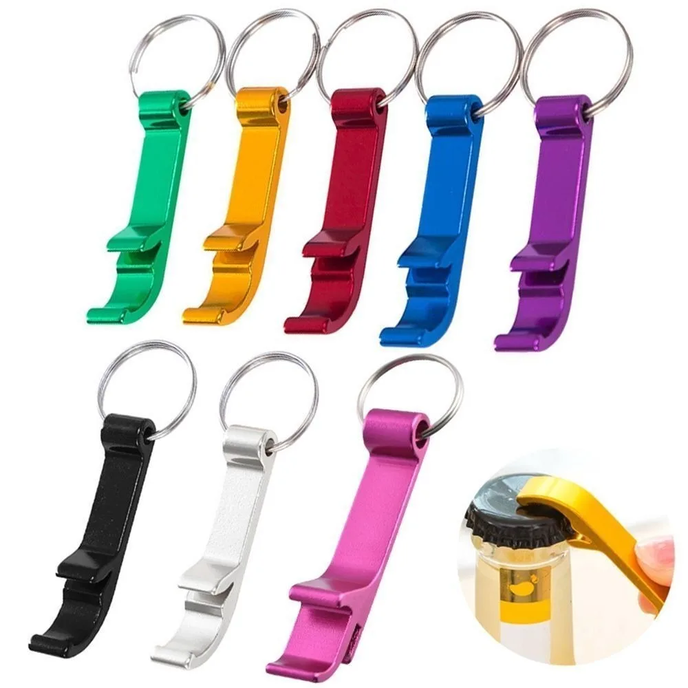 New Mini Beer Bottle Opener Bar Easy-use Beer Buckle Aluminium Alloy Keychain for Kitchen