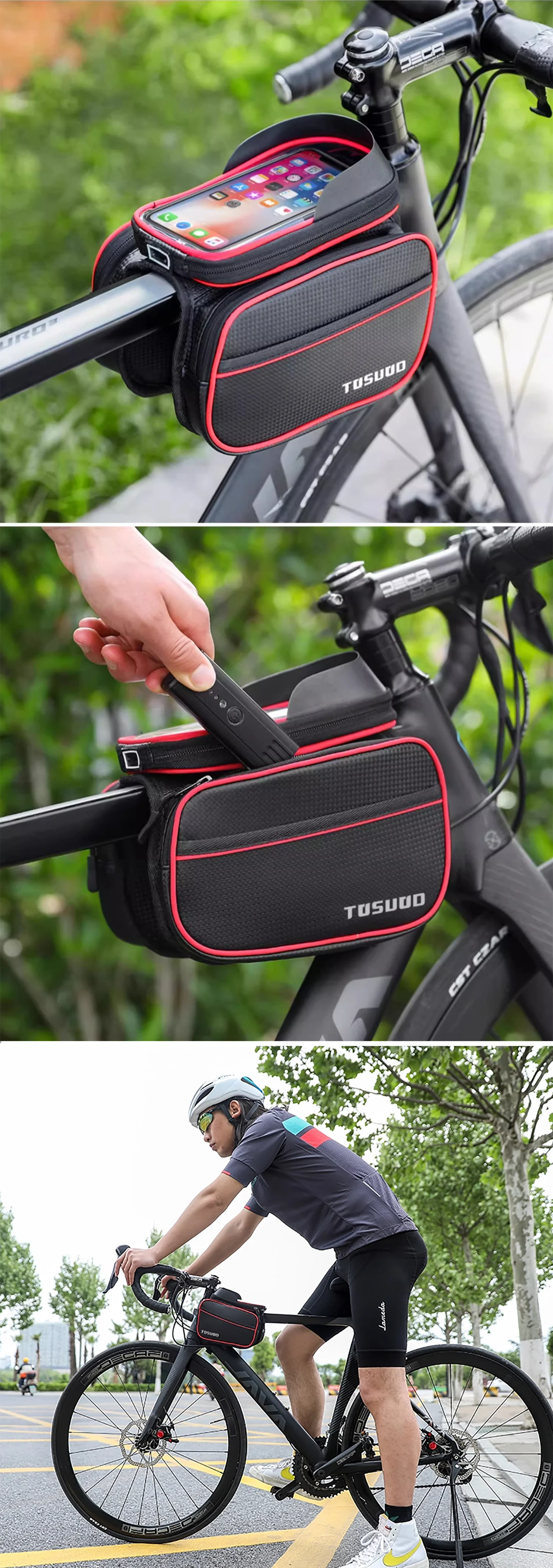 TOSUOD Mountainbike Tasche Vorne Lenker Tasche Regendicht 6,2 zoll Handy Fall Fahrrad Oberrohr Tasche Radfahren Zubehör – Detail 13