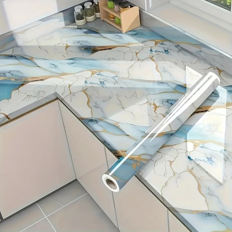 Self Adhesive Vinyl Wallpaper Marble Pattern for Kitchen Splashback Countertop Bathroom Office No Glue Easy Install High Quality