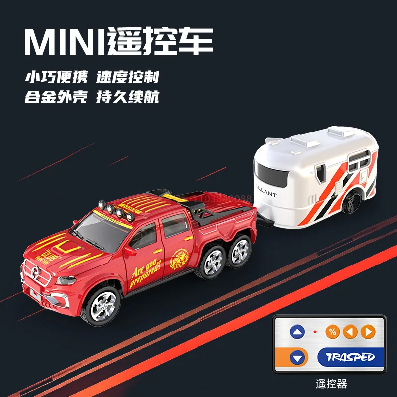 1/64 hochpräzises Mini-Fernbedienungsauto aus Legierung, 2,4 G, mit Pickup-Truck, Rennmodell, Kinderbeleuchtung, Spielzeug, Weihnachtsgeschenke, kann