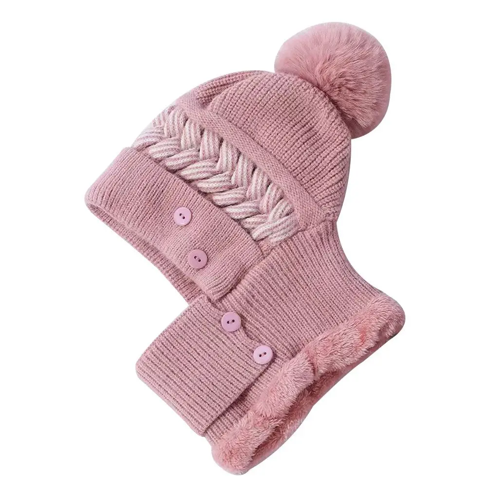 Mode Warme Winter Hut Schal Set Winddicht Pelz Gefüttert Sturmhaube Kappe Weiche Ohr Schutz Plüsch Gestrickte Hüte Radfahren