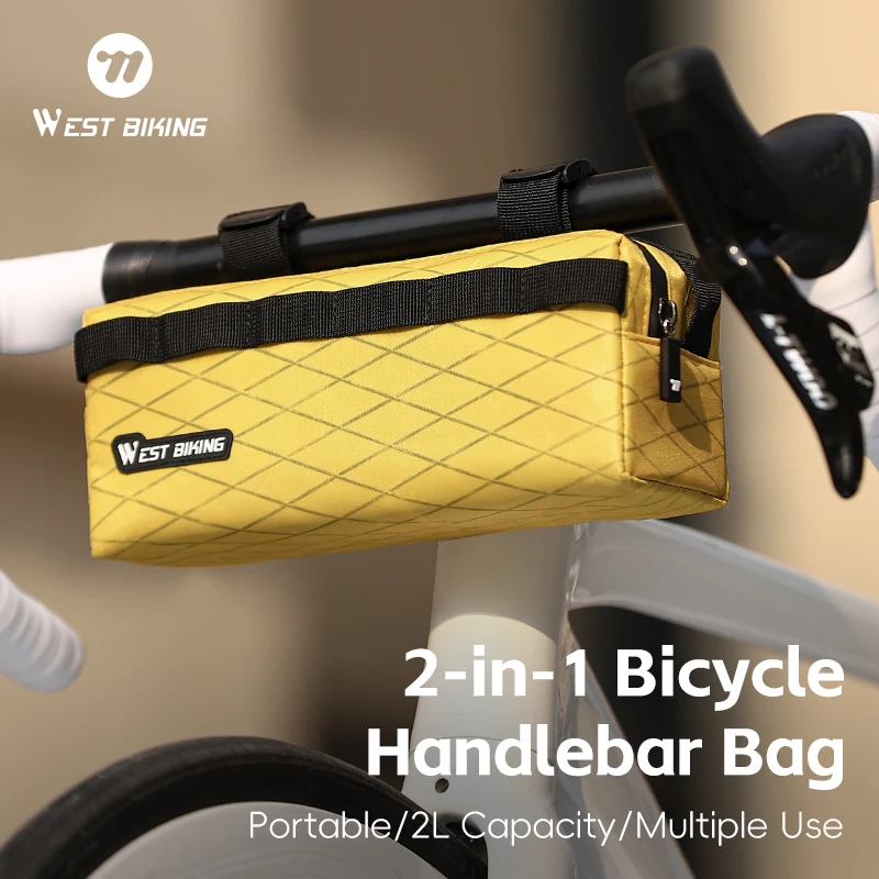 

WEST BIKING Colorful Bicycle Handlebar Bag 2L Portable Waterproof Bike Front Frame Bag Shoulder Bag MTB Road Bike Accessories