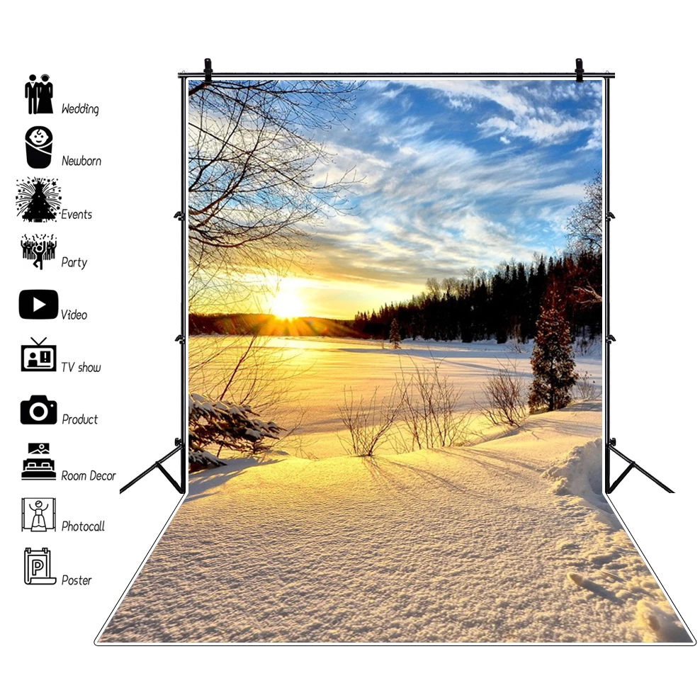 Winter Forest Backdrop for Photography Snow Scenery Snowflake Natural Landscape Christmas Baby Portrait Backgound Photo Studio