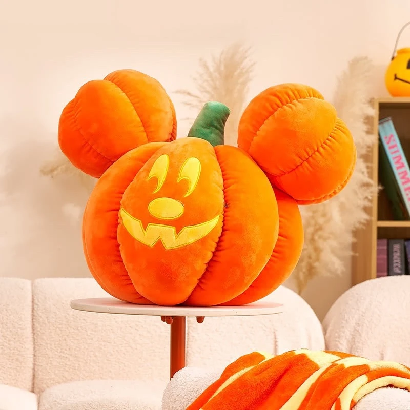 Disney Mickey Pumpkin Plush Throw Pillow Halloween  3 in 1 Pillow Doll Blanket Halloween Bedroom Cartoon Decora Gift