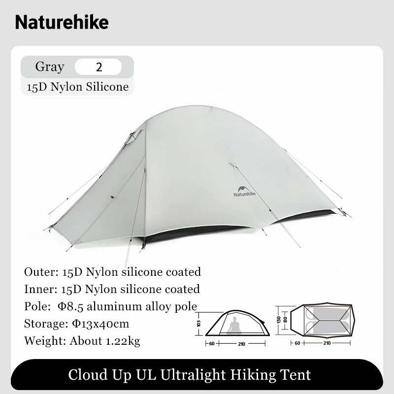 Naturehike Cloud Up Outdoor Camping Tent Ultralight 2 Persoons 15D Silicagel Dubbellaags Rugzak Tent Wandelen Met Gratis Mat