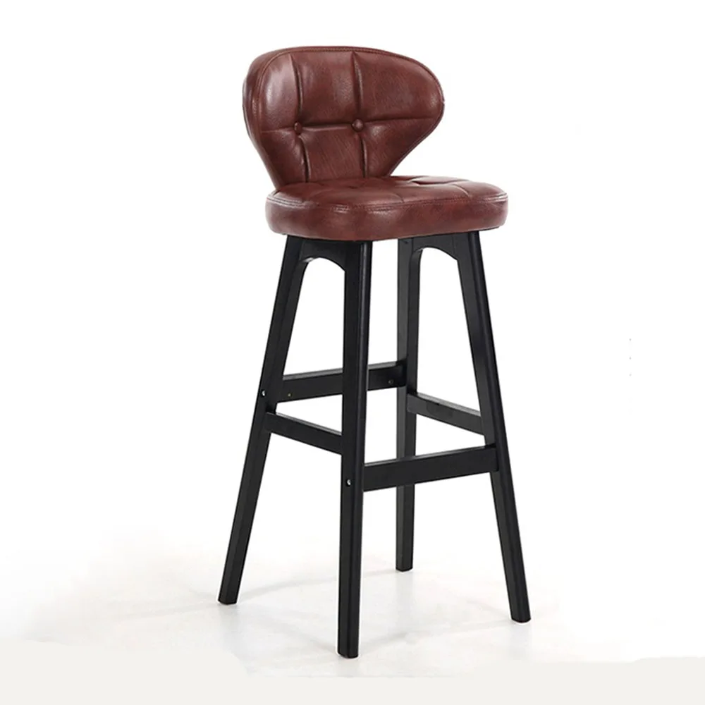 

Modern High Stool with Backrest for Bar, Reception and Counter, Solid Wood Bar Chair ,Perfect for Home, Bar, and Cafe