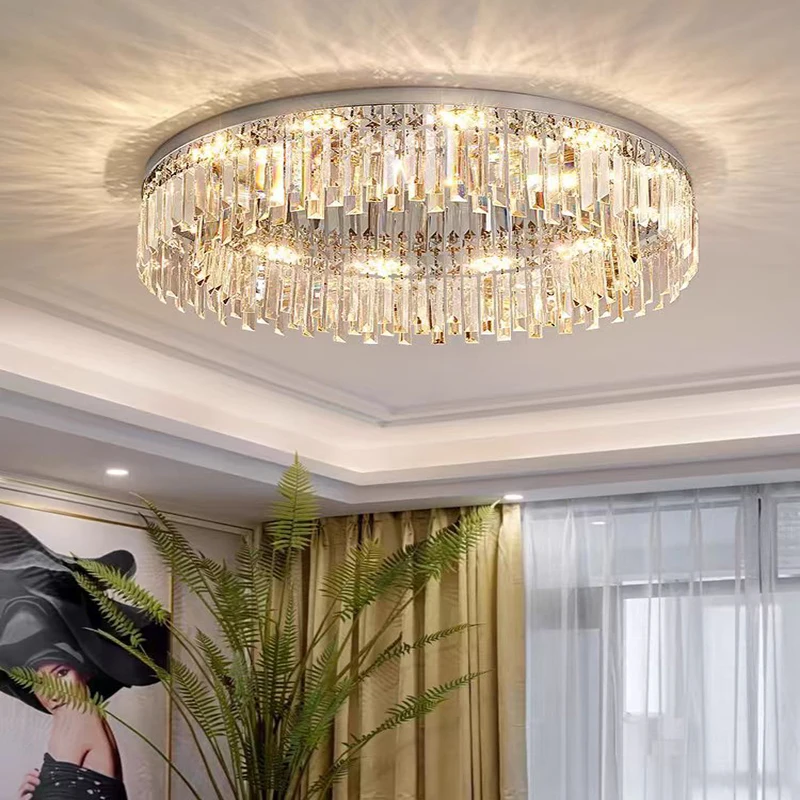 

Crystal Ceiling-Light Flush Mount Modern Crystal Chandeliers for Bedroom Hallway Dinning and Living Rooms