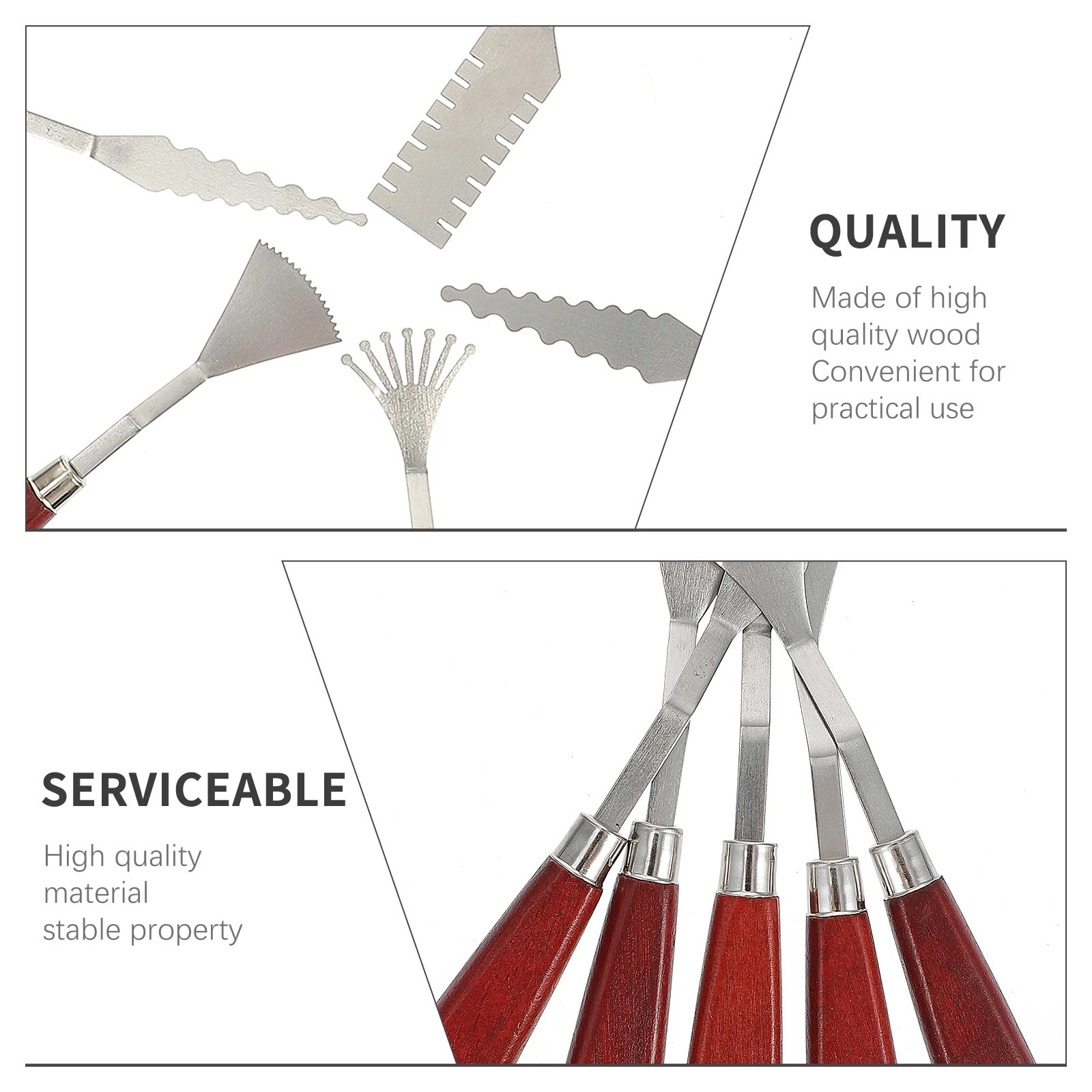 

5pcs Oil Painting Knife Set Stainless Steel Wood Handle Tools for Mixing Spreading Scraping Texturing Artist Hobbyist Kids Art