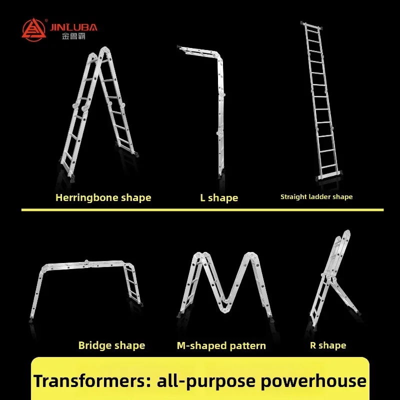 Extended Aluminum Telescoping Folding Ladder Multifunction A Frame Step Ladder for Home Garage Shop Usage Folding Ladder