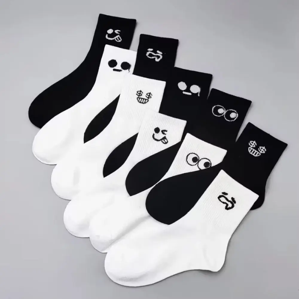 

Embroidery Facial Socks Breathable Cartoon Mid-calf Socks Anti-slip Skin Friendly Smiling Face Printed Socks Autumn and Winter