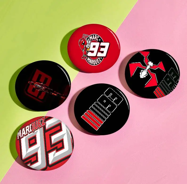 M-marquez m-marc 93 32/44/58mm pino artesanal redondo engraçado snap-in broches para mochila cothes acessórios crachá chapéu decoração