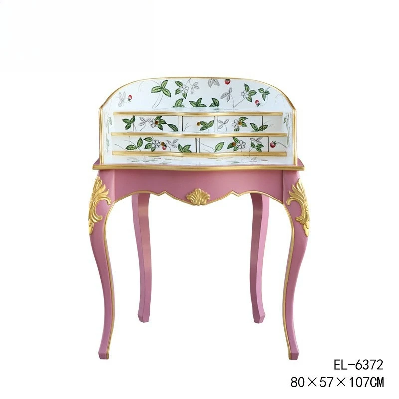 French Romance Neoclassical Bedroom Dresser Mahogany Carving Painted Dresser Storage Cabinet Furniture