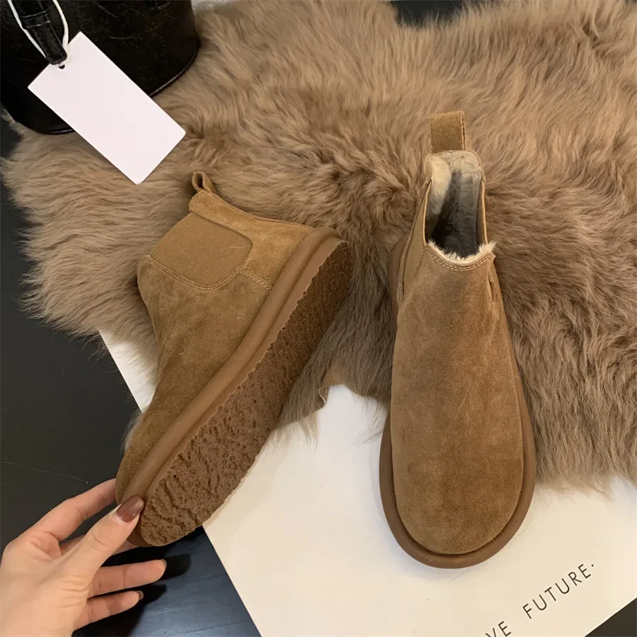 Women 2023 New All-match Mori Vintage Cotton Shoes for Women Plus Cashmere Warm Short Boots for Women Winter Flat Cotton Shoes