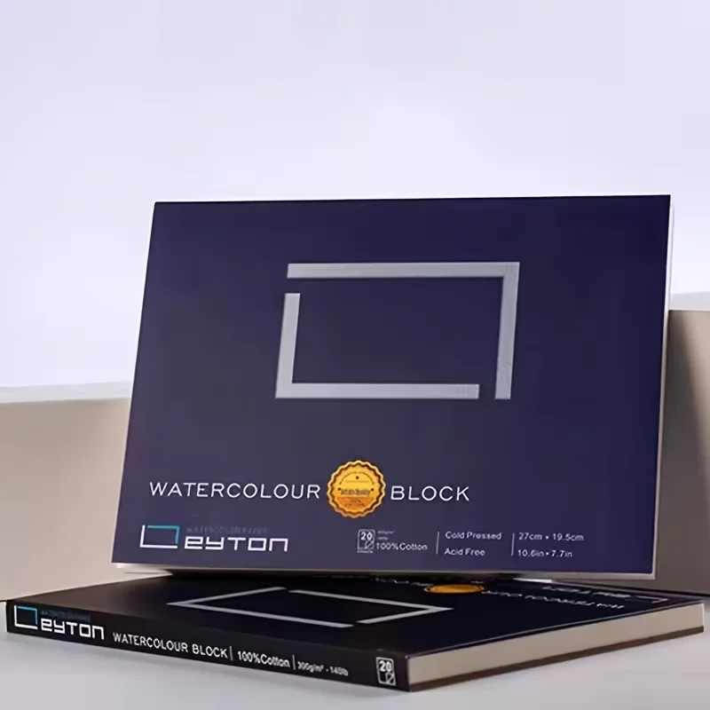 Professional Grade Acid-Free Watercolor Paper Block, 140LB/300GSM Heavyweight Paper, 20 Sheets, Durable Watercolor Pad for Wet & Dry Techniques