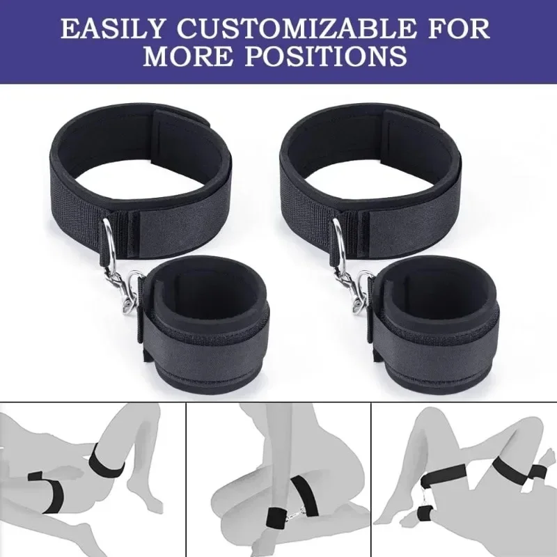 BDSM Wrist To Thigh Bondage Restraints Kit Adult Sex Toys Adjustable Bed Sex Shop Tool Cuffs for Men Fetish Bondage Adventures