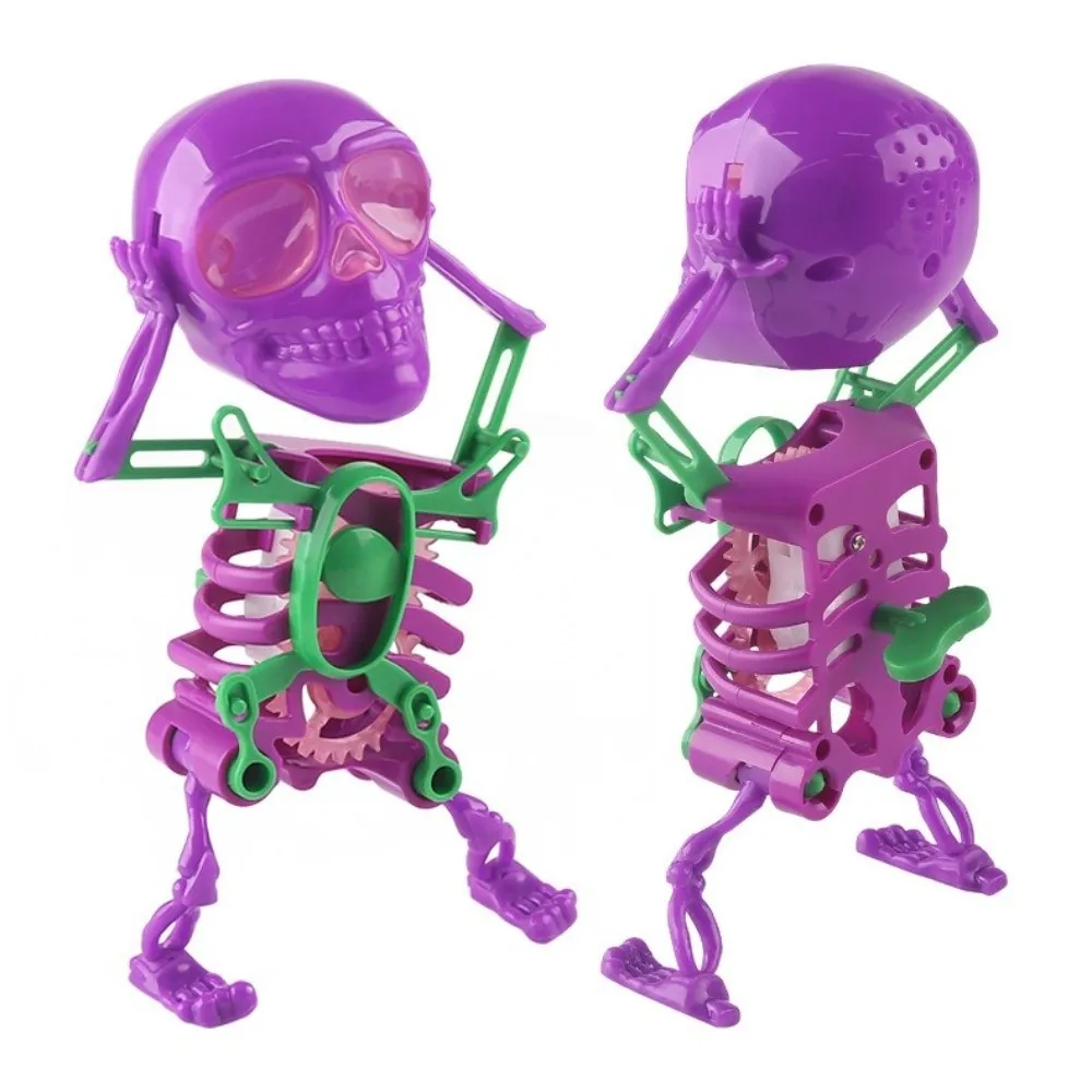 Dancing and Swinging Skull Toy Dancing Skeleton Wind Up Skeleton Clockwork Lighted Action Figure Articulated Flexible Skeleton