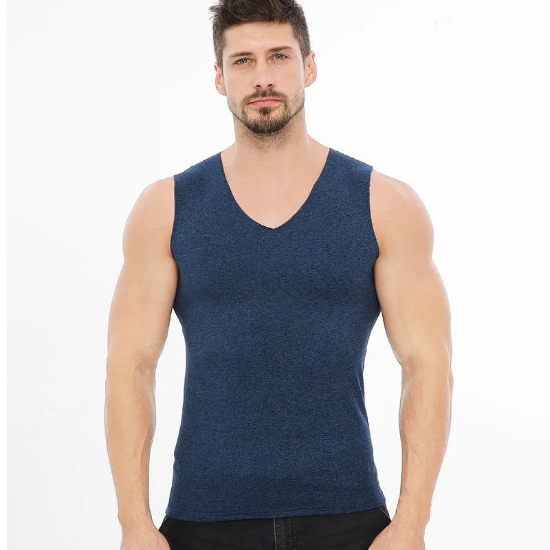 New Autumn Winter Men Undershirts Thin Style Thermal Underwear Mens V Neck Sleeveless Shirt Men's Vest Tops chaleco hombre MY301