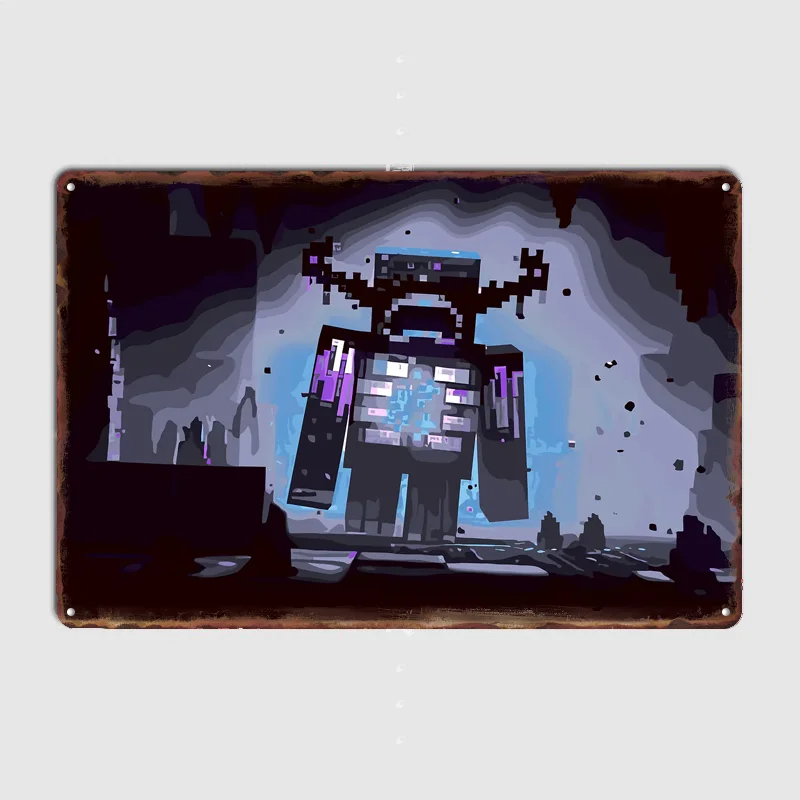 Постер Minecraft Warden in Deep Dark Cave, металлическая табличка, винтажный декор для паба, спальни, дома, настенный декор, украшение для комнаты