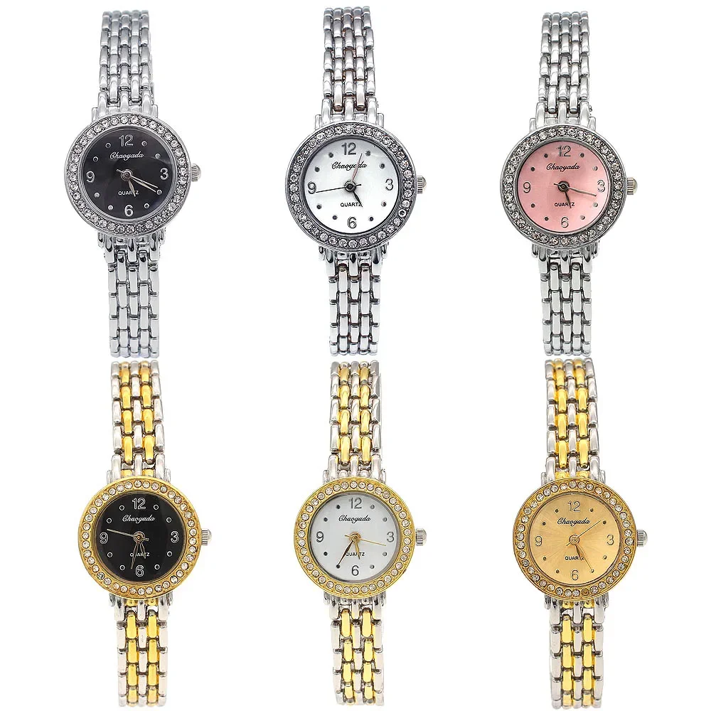 10 pcs Mixed Lot Kleuren Hoge Kwaliteit Mode Dames Vrouwen Meisjes Horloge Rvs Crystal Jurk Quartz Horloge Goedkope Horloge