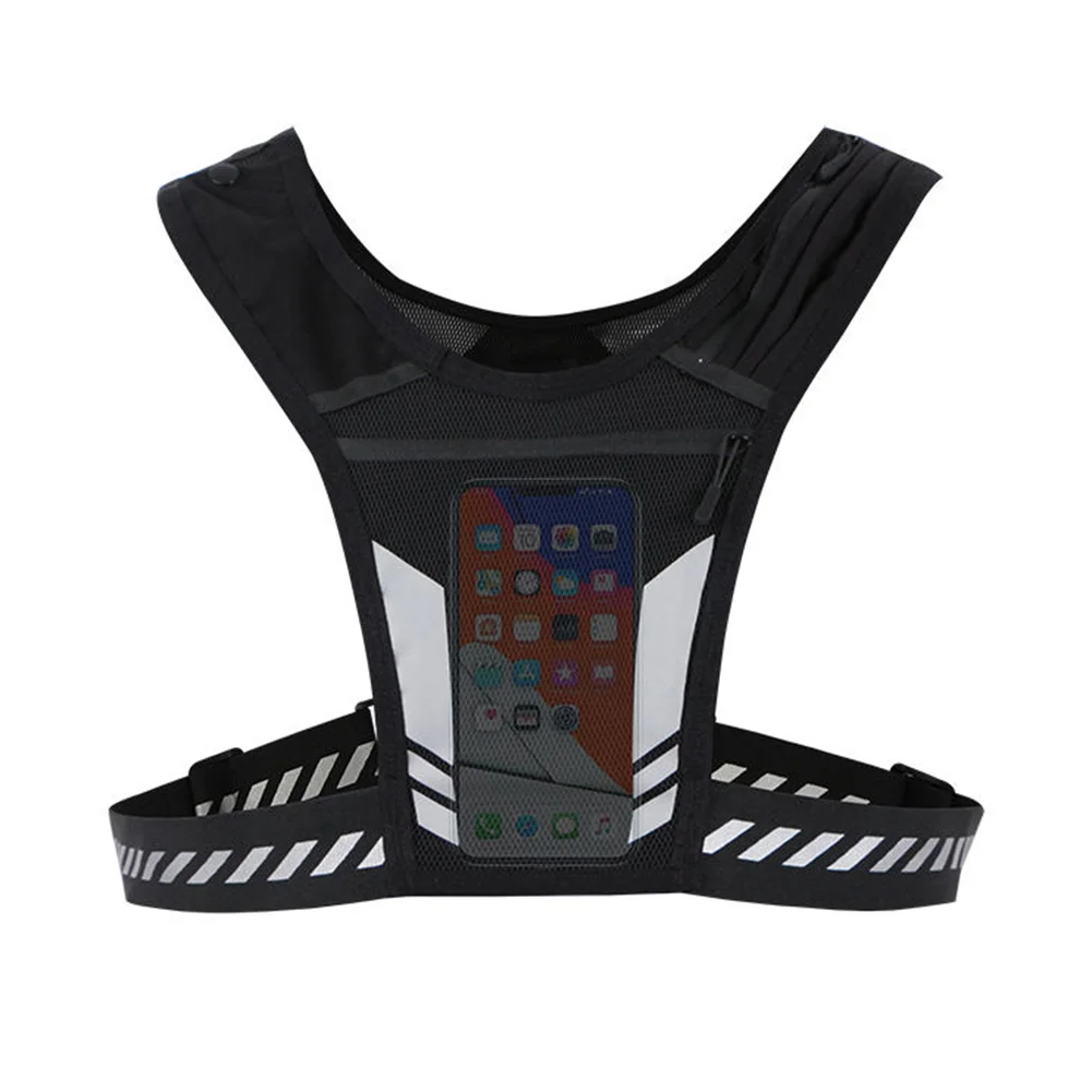 

Running Phone Holder Vest Reflective Cycling Vest Unisex Breathable Mesh Running Chest Bag Adjustable Buckle for Men Women