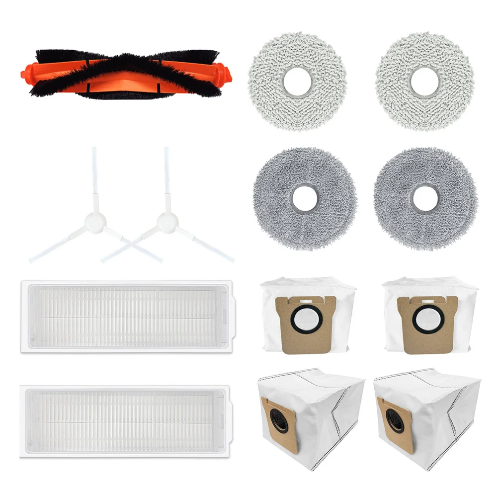 1xРолик + 4 боковой щетки + 4xфильтра Hepa + 4xсерых и 4 салфетки для швабры из тонкого волокна + 4 мешка для пыли + 4xAC мешка для пыли для подметального робота M30 PRO